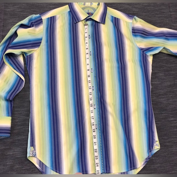 Robert Graham Embroidered Striped Flip Cuff Button Front Shirt Size S - Picture 14 of 16